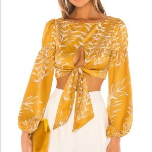 Camila Coelho Marcia Top in Gold Tropical NWT